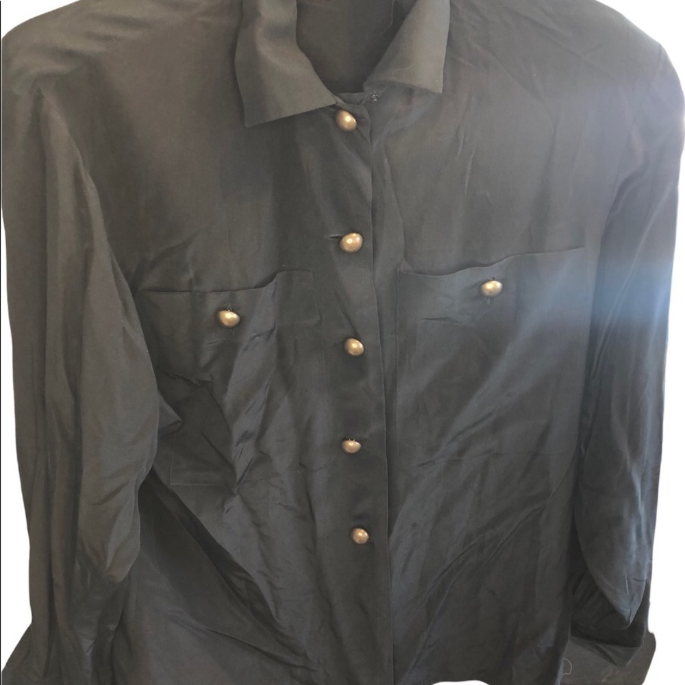 Saks Fifth Avenue Black Long Sleeve Blouse